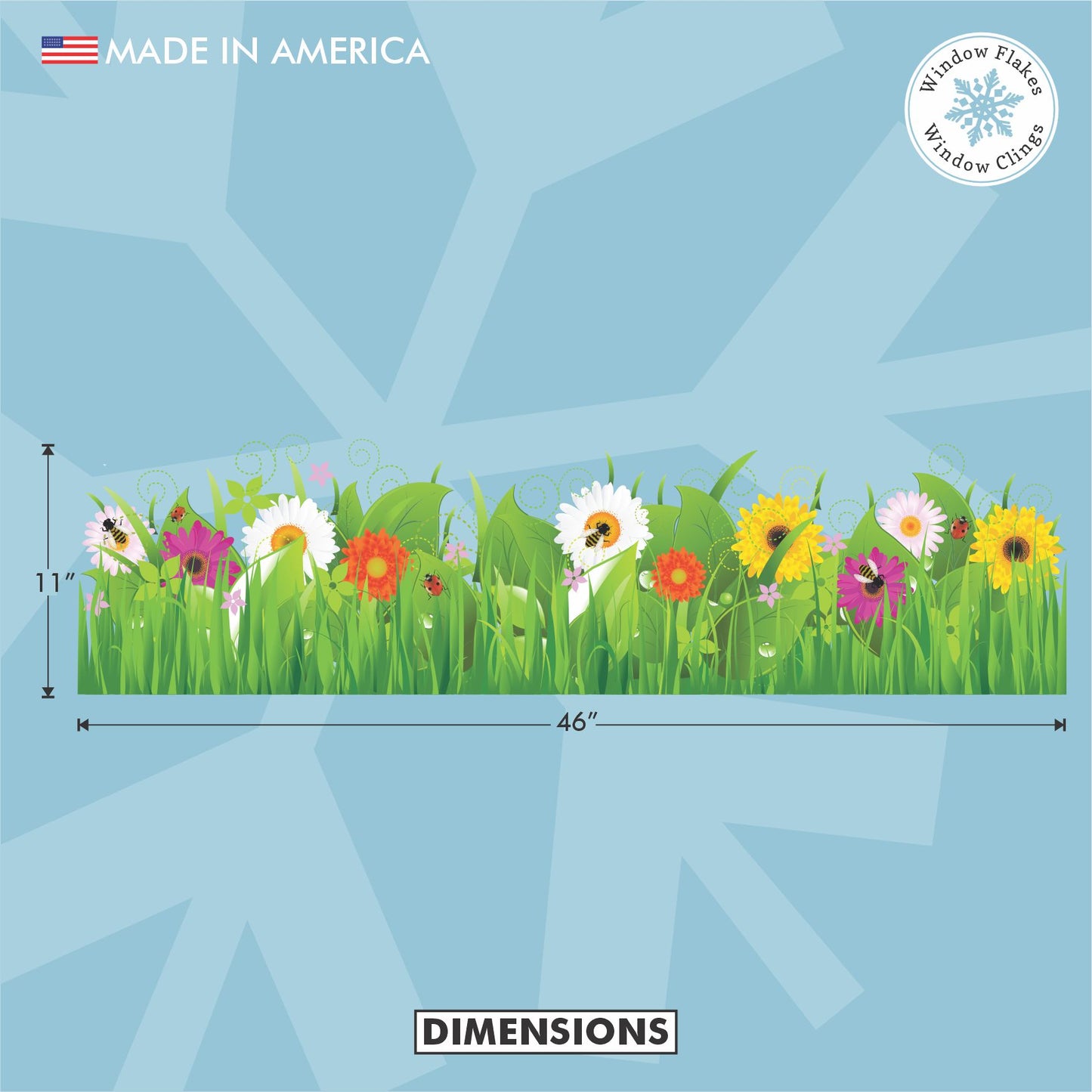 Wild Grass Window Cling Border - Double Sided Floral Art – Window Flakes