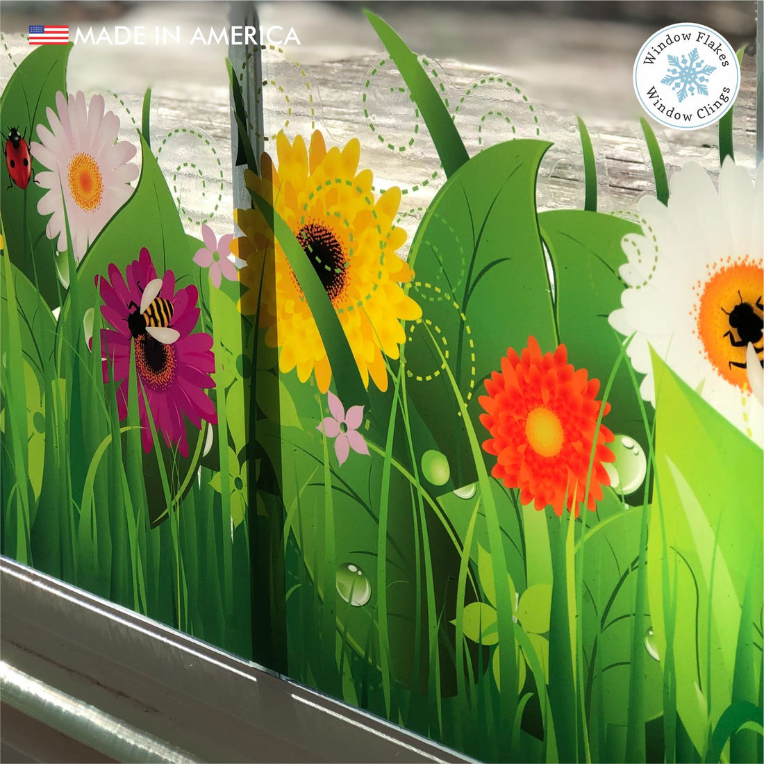 Wild Grass Window Cling Border - Double Sided Floral Art – Window Flakes