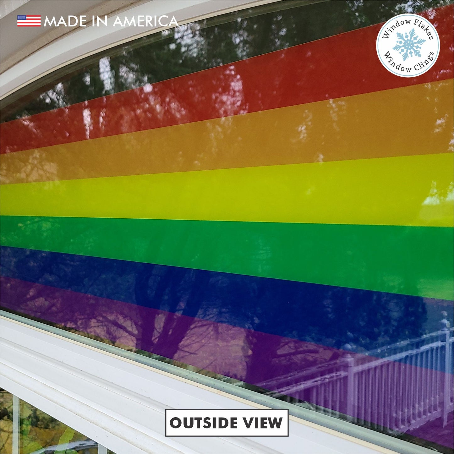 Pride Flag Privacy Window Film | 40x12 Rainbow Static Cling – Window Flakes
