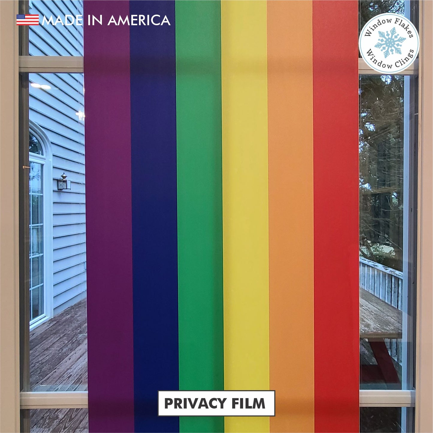 Pride Flag Privacy Window Film | 40x12 Rainbow Static Cling – Window Flakes