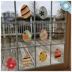 Easter Decorations - Easter Window Clings - 8 x Beautiful Colorful Easter Egg Window Clings for Easter Window Display