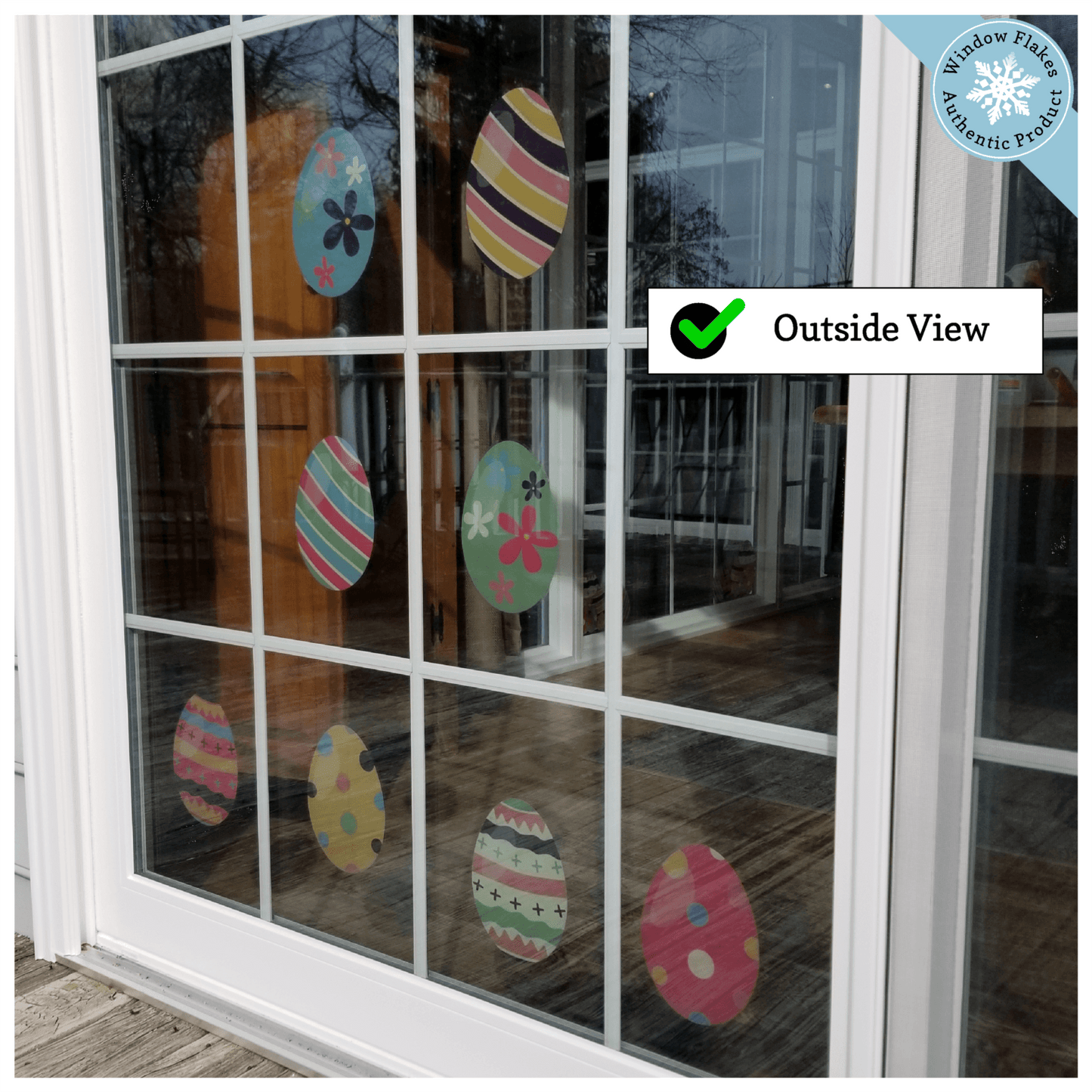 Easter Decorations - Easter Window Clings - 8 x Beautiful Colorful Easter Egg Window Clings for Easter Window Display
