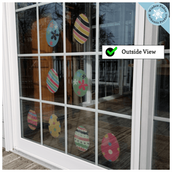 Easter Decorations - Easter Window Clings - 8 x Beautiful Colorful Easter Egg Window Clings for Easter Window Display