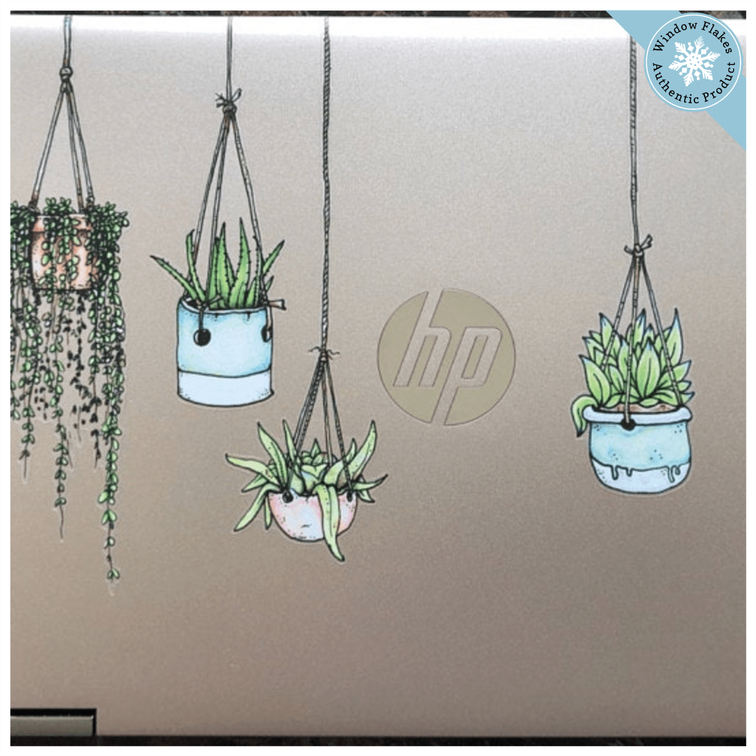 Illustrated Hanging Plant Stickers Reusable Laptop Stickers Window