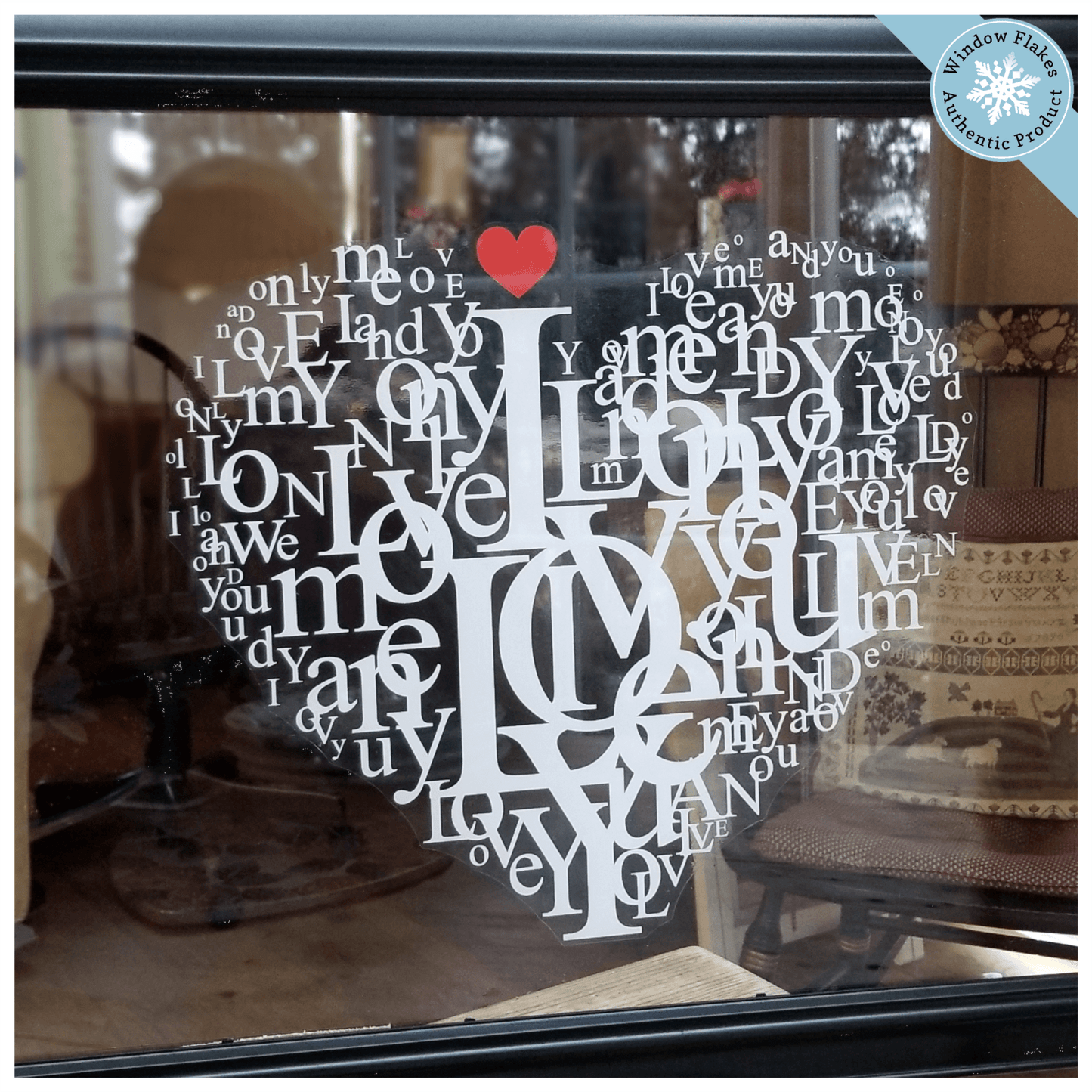 Valentine I Love, We Love, You Love Heart Window Cling – Window Flakes