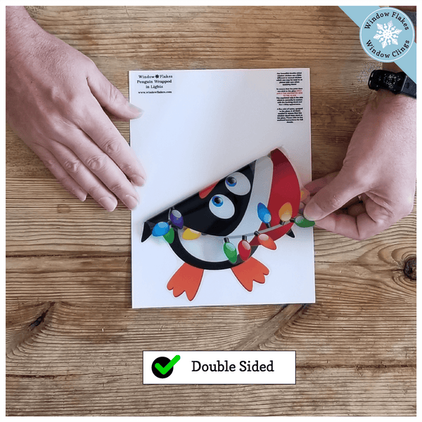 Christmas Penguin with Lights Window Cling Window Flakes