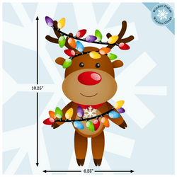 Christmas Reindeer with Lights Window Cling