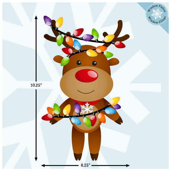 Christmas Reindeer with Lights Window Cling