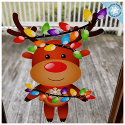 Christmas Reindeer with Lights Window Cling