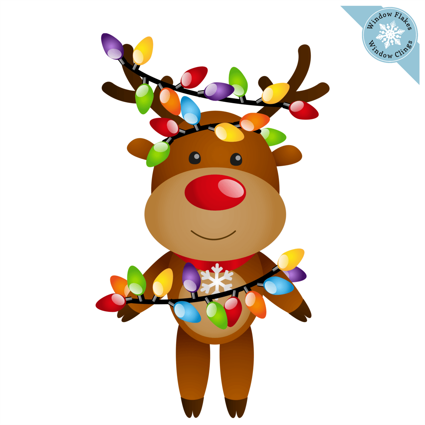 Christmas Reindeer with Lights Window Cling