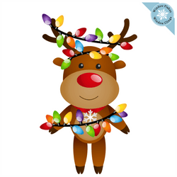 Christmas Reindeer with Lights Window Cling