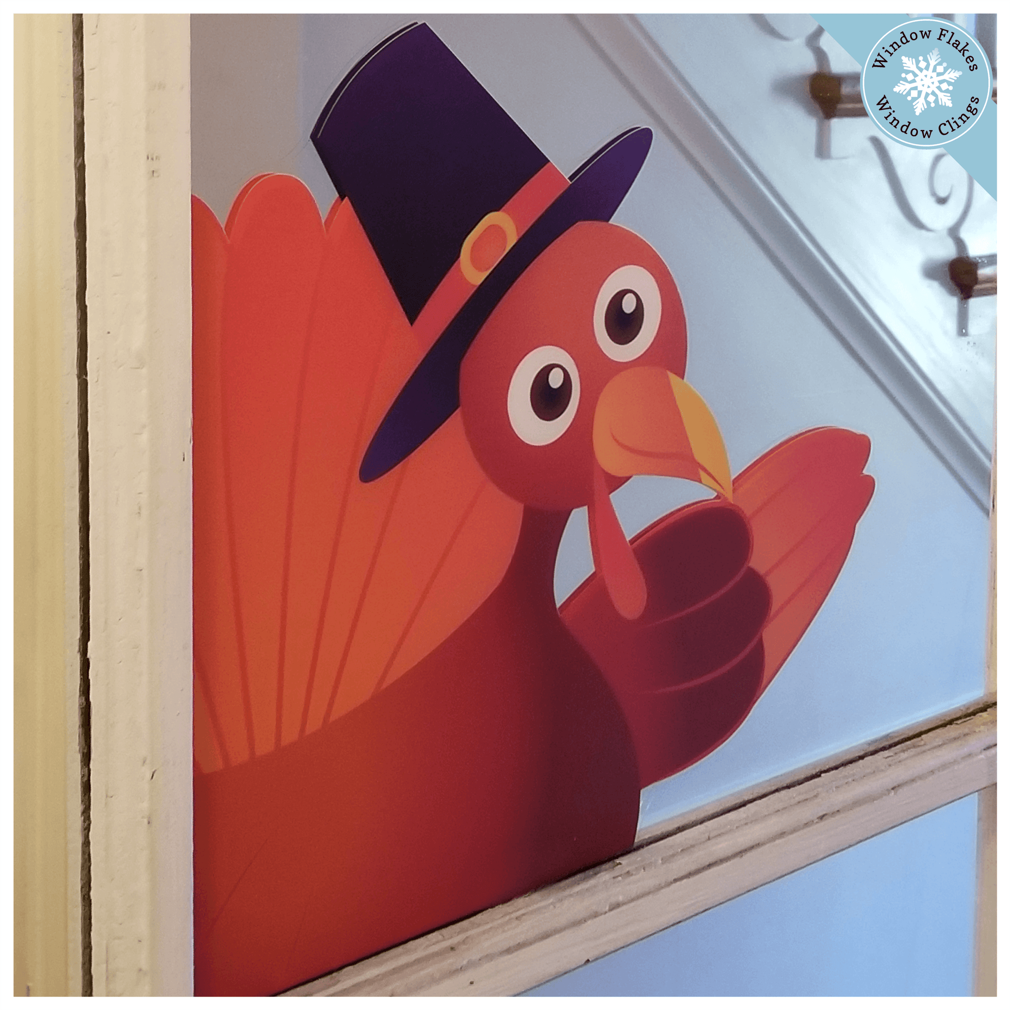 Turkey Window Display Waving Thanksgiving Turkey Window Cling - Thanksgiving Decoration ...