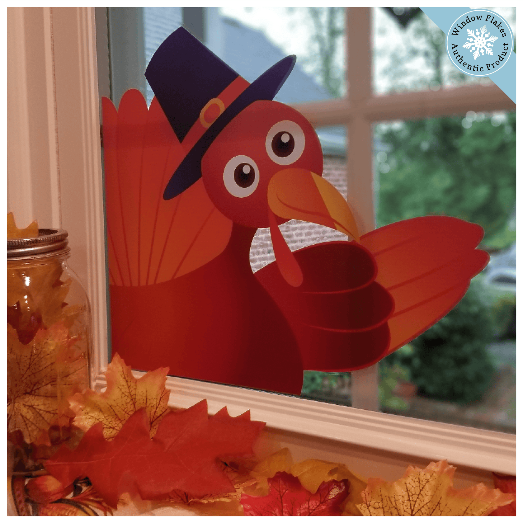 Turkey Window Display Waving Thanksgiving Turkey Window Cling - Thanksgiving Decoration ...
