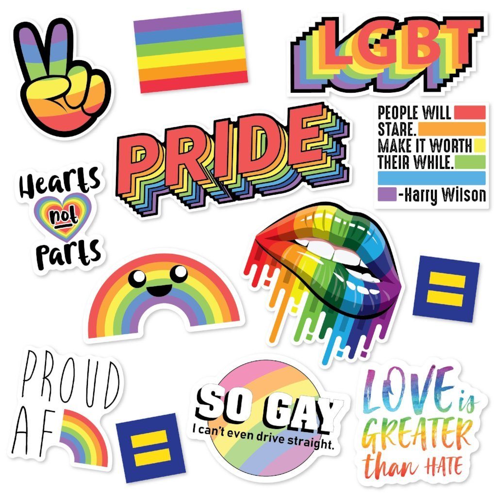 Gay Pride Stickers | LGBTQ Laptop Sticker Pack (12-Count) – Window Flakes